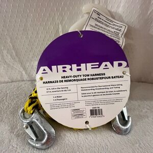 Airhead Heavy-Duty 12Ft Boat Tow Rope Harness 4 Rider Ski Tube Towable